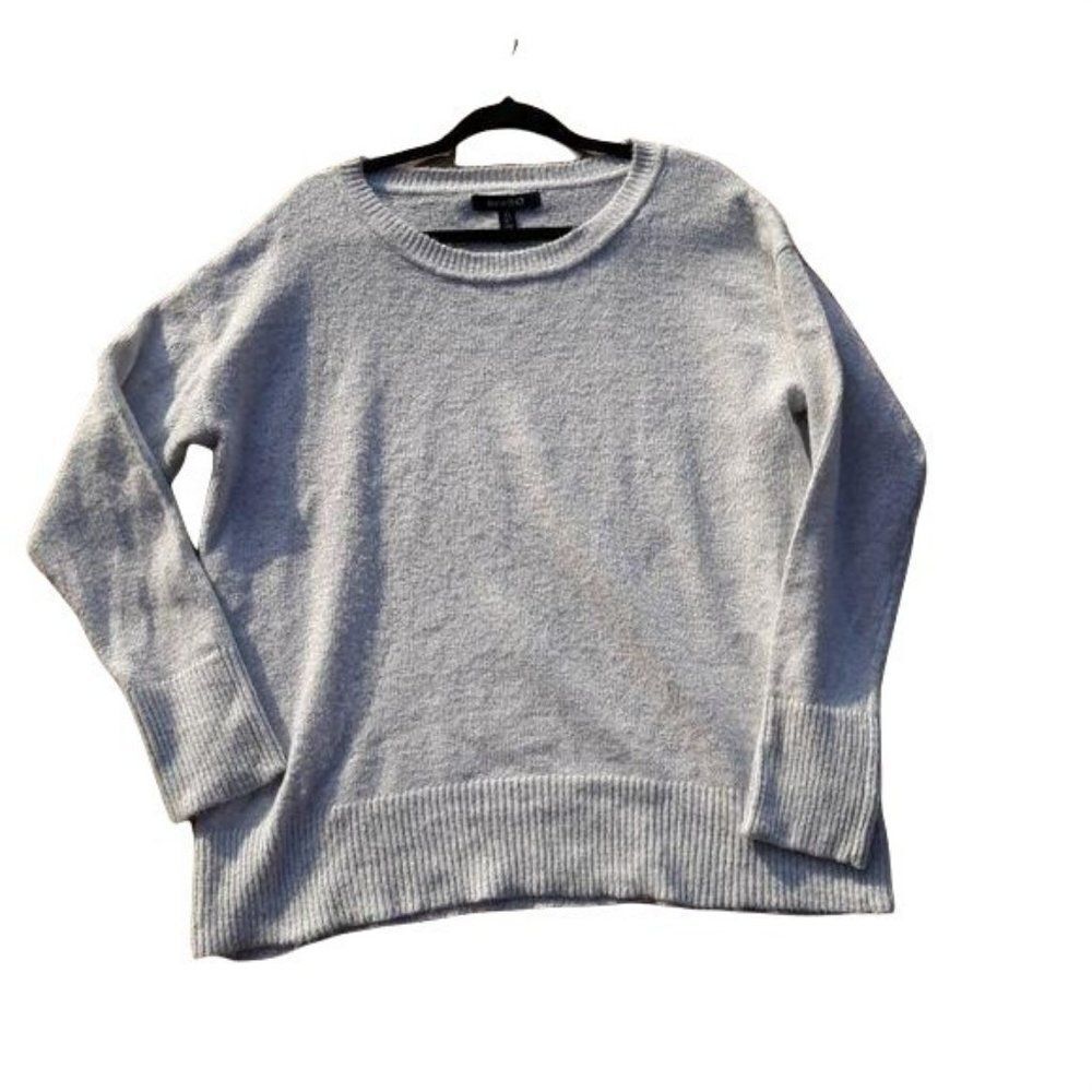 Ellen Tracy Non‎ Itch Pullover Jewel Neck Sweater WEDIRU Stone Heather Gray Sz L